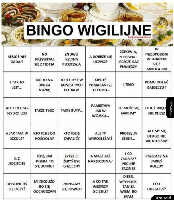 Bingo wigilijne