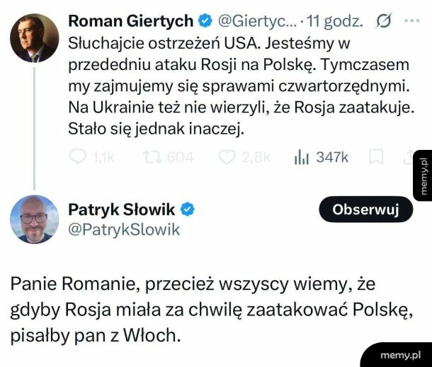 To będą pierwsze znaki