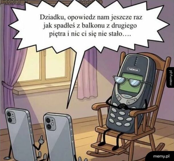 Telefon komórkowy w fotelu opowiada historię, dwa smartfony słuchają.