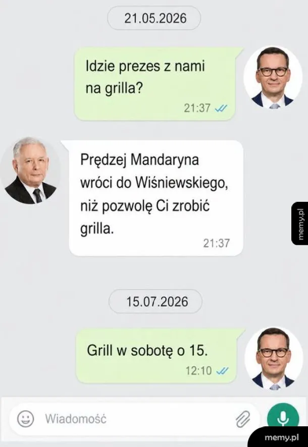 Rozmowa na czacie z datami i zdjęciami dwóch mężczyzn.