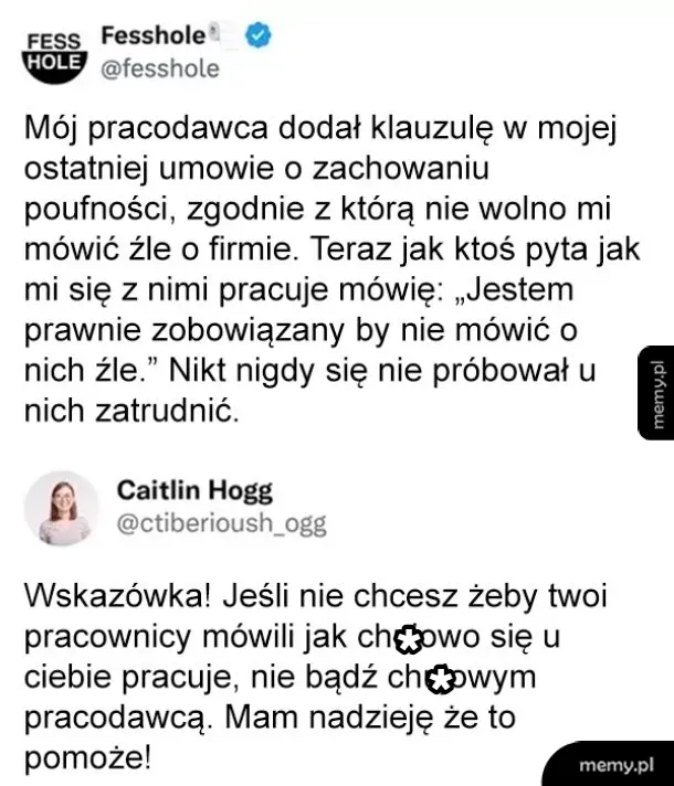 Tekst na tle białym, z dwoma wypowiedziami użytkowników Twittera.