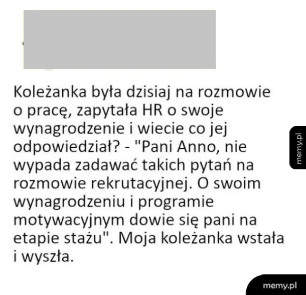 Tekst dotyczący rozmowy rekrutacyjnej i wynagrodzenia.