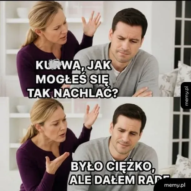 Kobieta z wyrzutem rozmawia z mężczyzną, który wygląda na zmartwionego.