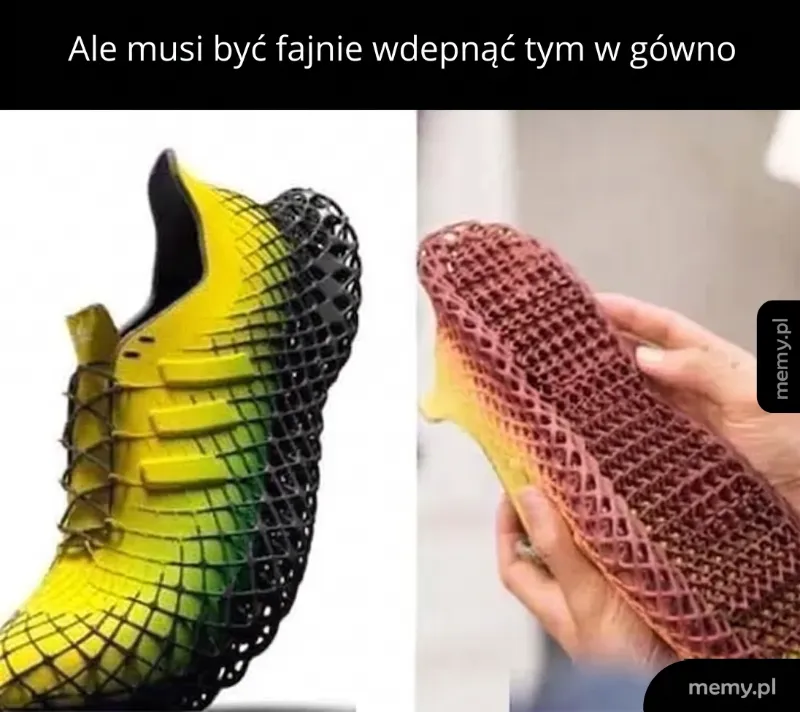 Buty w dwóch kolorach z siateczkową strukturą.