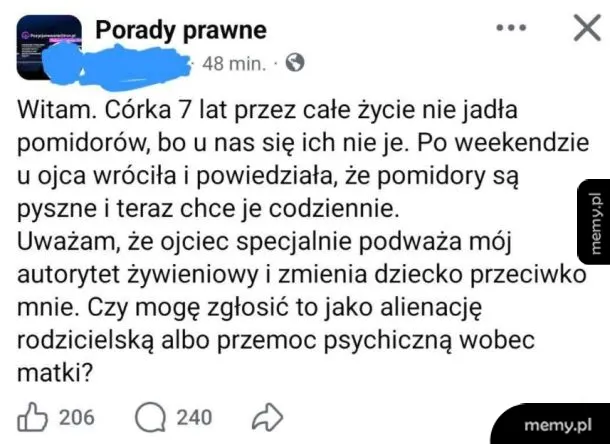 Kobieta pisze o córce, która nie jadła pomidorów przez 7 lat.