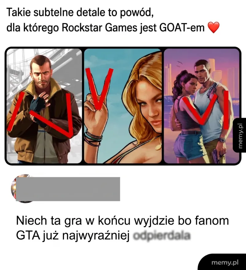 Post z grafiką przedstawiającą postacie z gier Rockstar Games.