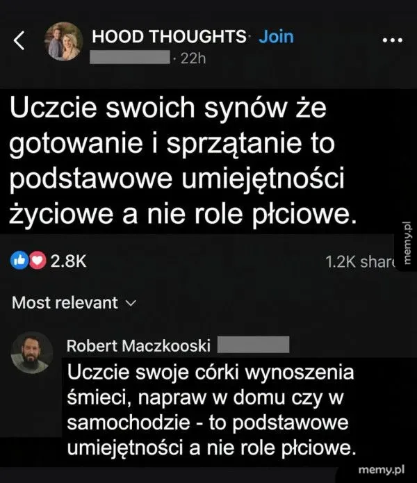 Tekst na tle, komentarz pod postem.