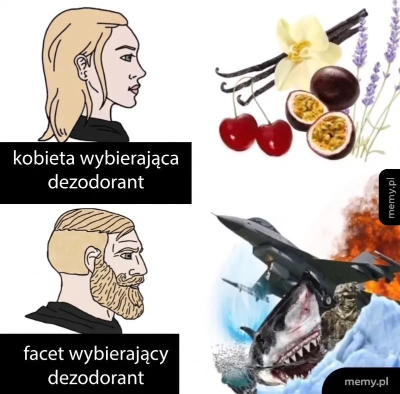 Kobieta i mężczyzna wybierający dezodoranty, z różnymi symbolami zapachów.