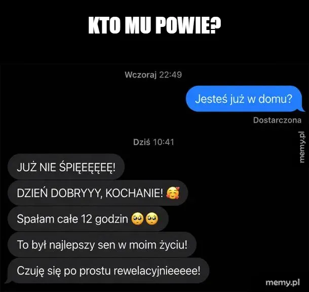 Rozmowa tekstowa między dwiema osobami na temat snu.