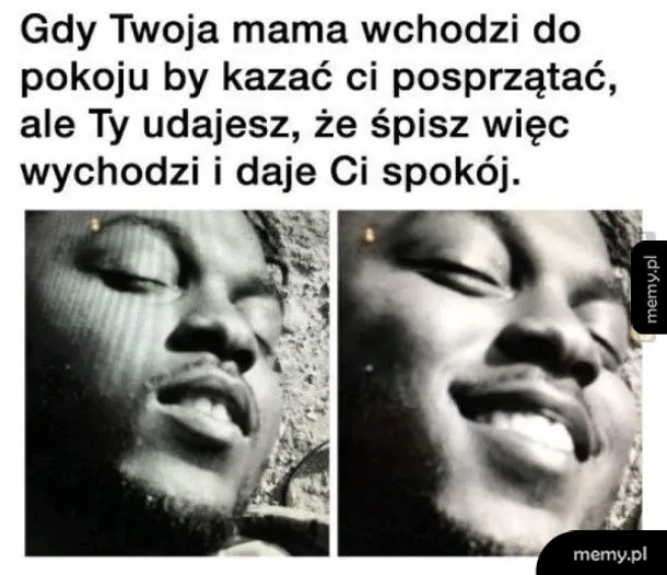 Mężczyzna z uśmiechem na twarzy, zdjęcia w dwóch ujęciach.