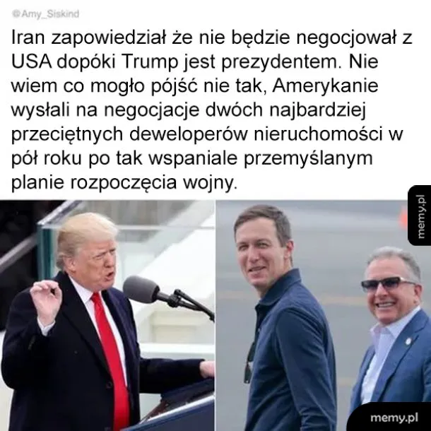 Mężczyźni w garniturach, tekst o Iranie i negocjacjach z USA.