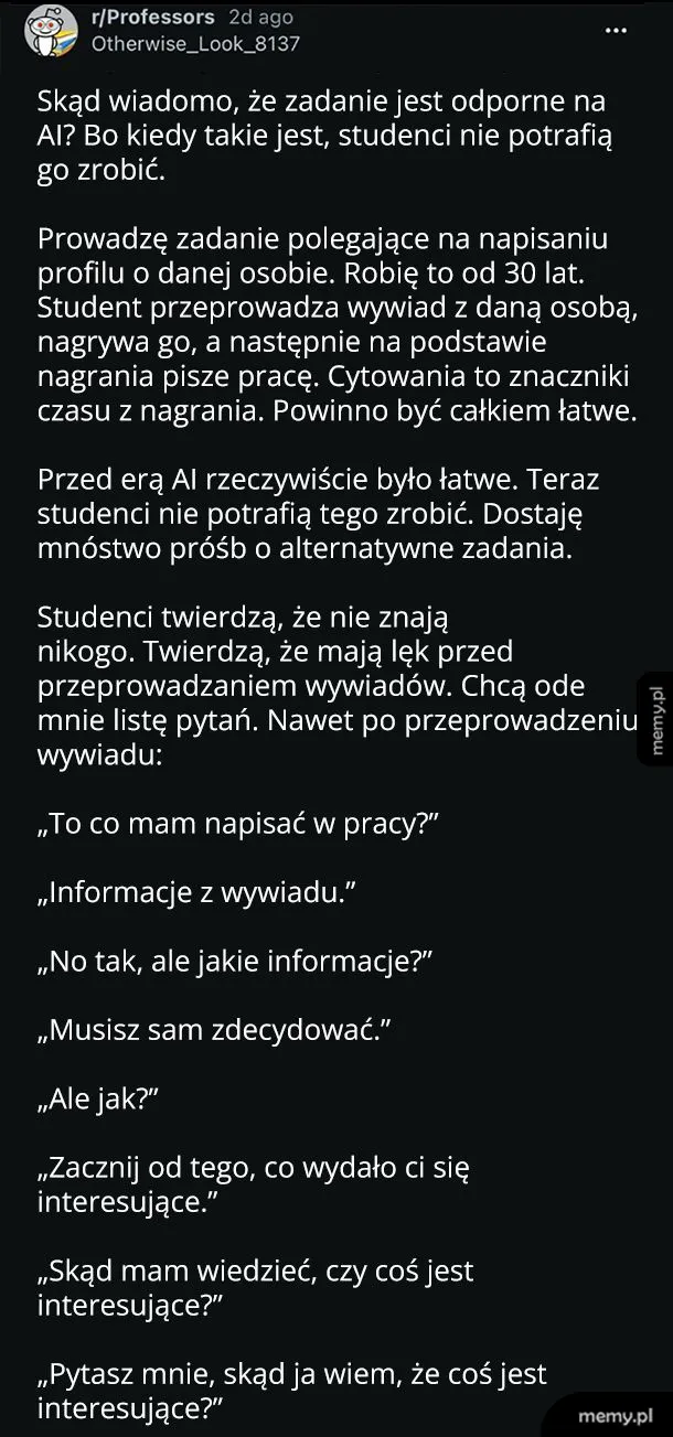Tekst na czarnym tle z pytaniami o pisanie pracy.