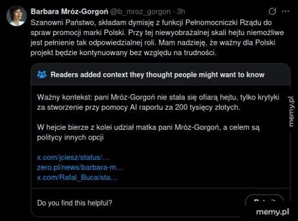 Kobieta w okularach, pisząca na Twitterze o promocji marki Polski.