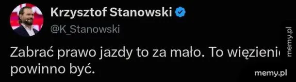 Zrzut ekranu tweeta Krzysztofa Stanowskiego na czarnym tle.