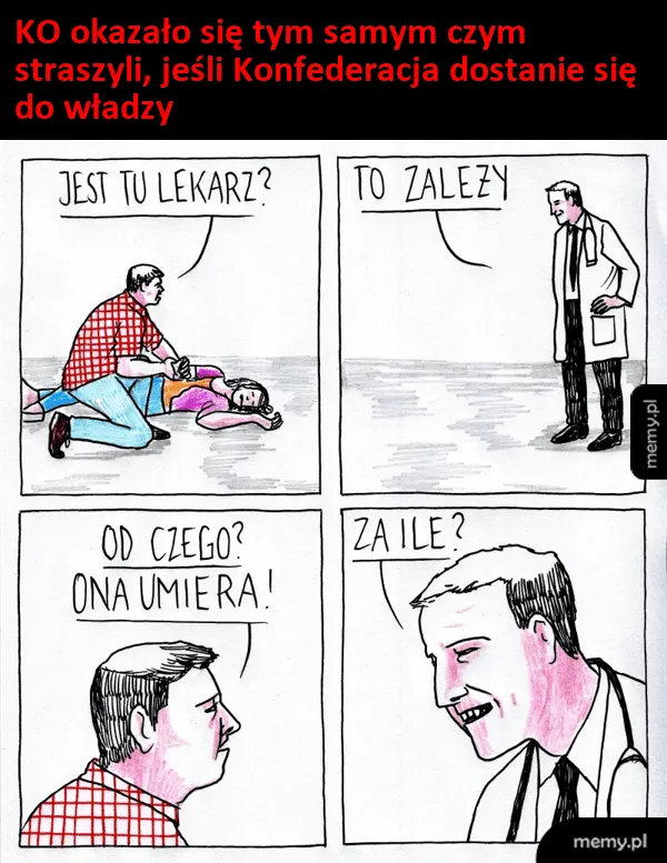 Komiks o lekarzu pytającym o cenę zamiast ratować umierającą osobę