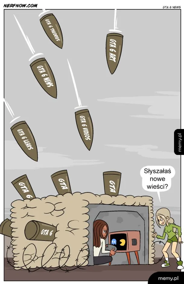 Komiks o gradzie wiadomości o GTA 6 spadających na bunkier graczy
