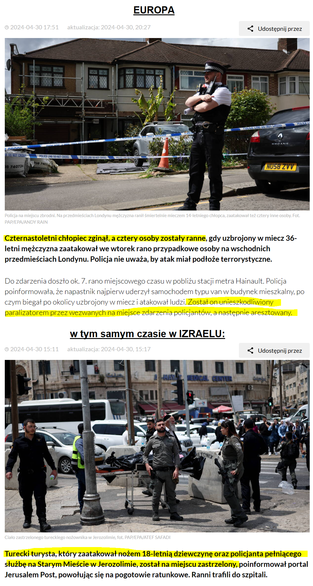Podejście do przestępców Europa vs Izrael