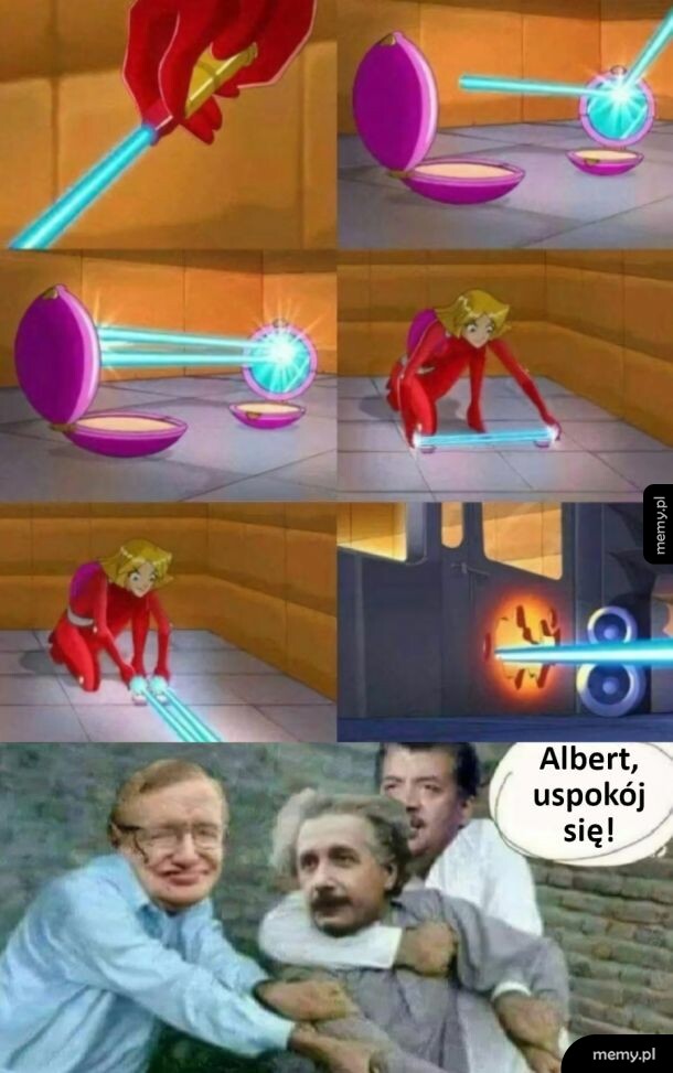 Bohaterka bajki Odlotowe agentki używa gadżetu z laserem, a naukowcy próbują ją powstrzymać.