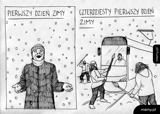 Rysunek porównujący pierwszy dzień zimy z czterdziestym pierwszym.