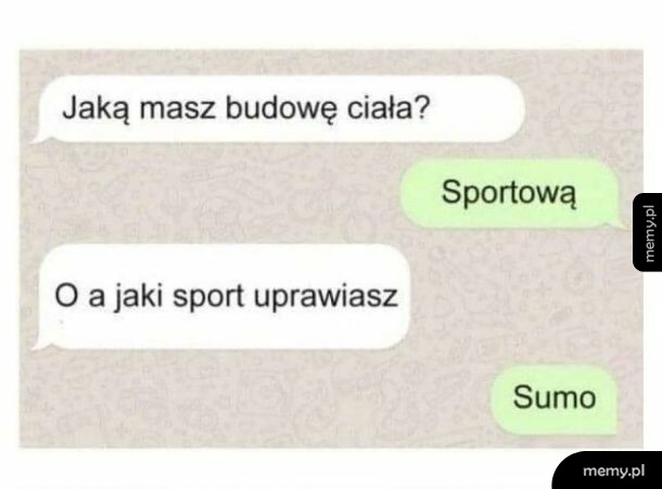 Zrzut ekranu z rozmowy tekstowej o budowie ciała.